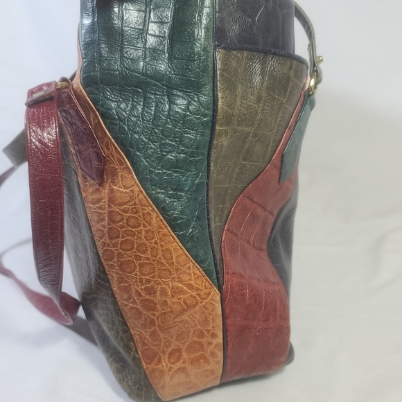 Sharif Vintage Large Multicolored Patchwork Boho Leather Tote Shoulder Bag Purse - Picture 4 of 16